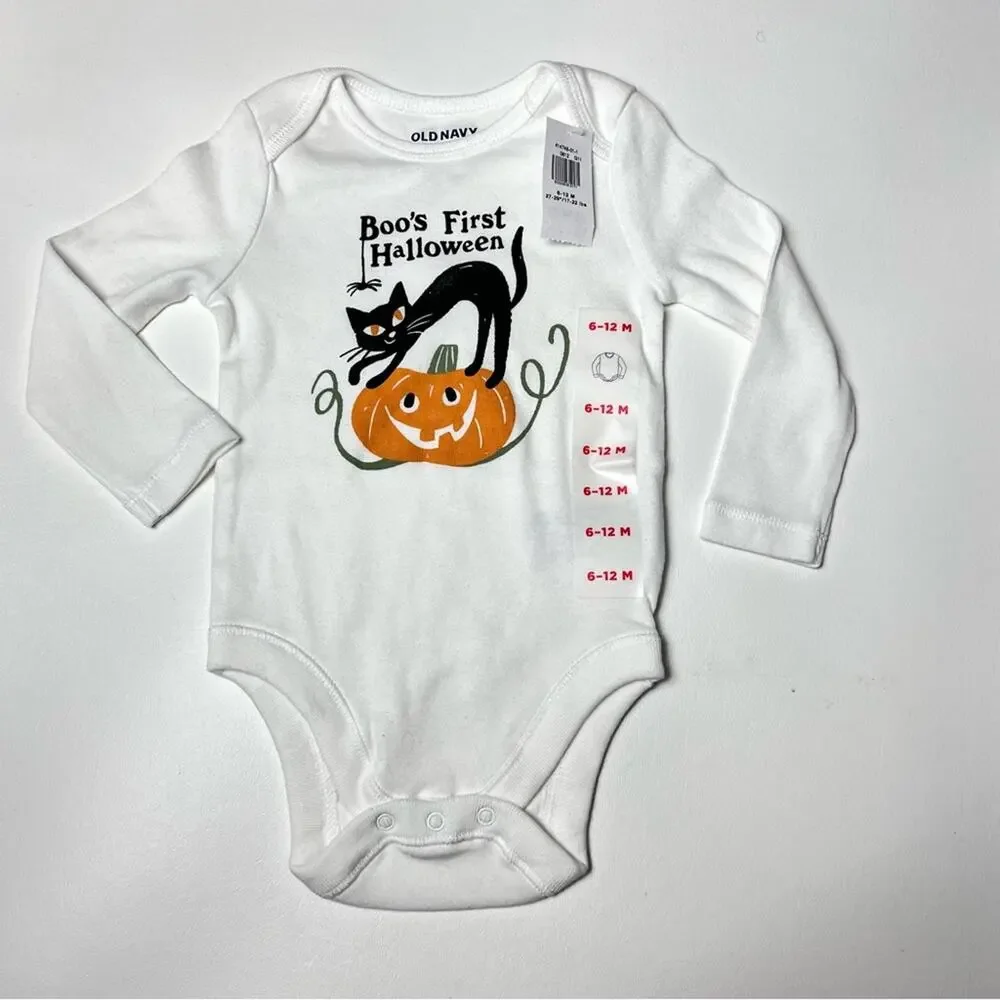 Old Navy Boo's First Halloween Long Sleeve Onesie Sz 6-12 M